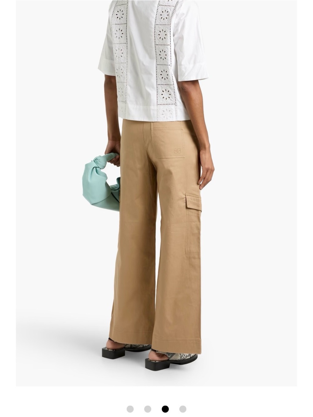 GANNI Herringbone cotton-blend wide-leg pants size 36 - Picture 2 of 9
